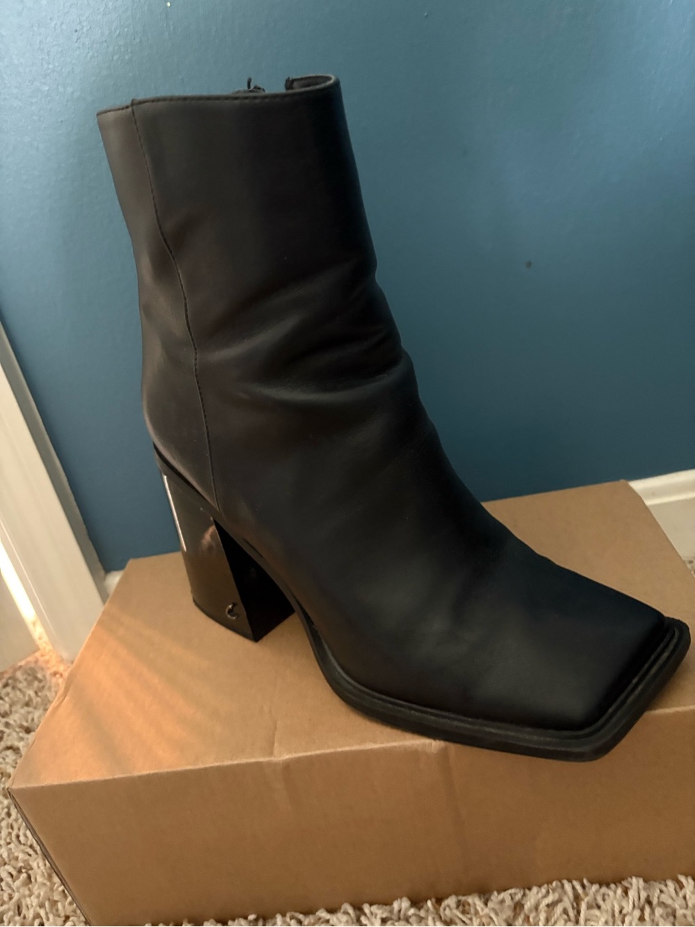 Circus by Sam Edelman Black Square-Toe Block Heel Ankle Boots